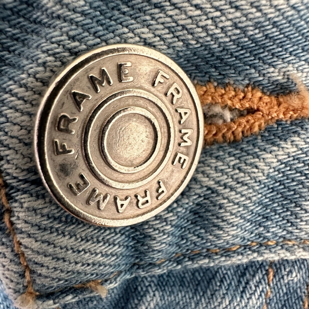 Frame Denim Light Blue Jeans with Silver Button 100%cotton - Picture 3 of 15
